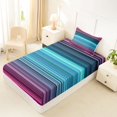 thumbnail image 5 of Castle Fairy Geometric Horizontal Stripe Twin Sheets 3pcs,Tribal Thin Line Bedding,Pink Teal Indigo,1 Flat Sheet, 1 Fitted Sheet and 1 Pillowcase, 5 of 7