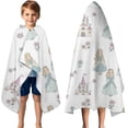 thumbnail image 3 of Princess Castle Flower Pattern Hooded Bath Towel，50"x30" for Ages 3 To 12 Kids, Quick Dry Lightweight Soft Microfiber Hood Beach Towel Cover Up for Kids, 3 of 7