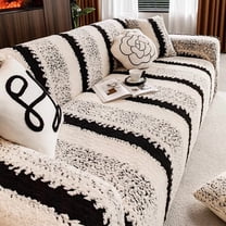 suxuMhao Stretch Sofa Cover, Loveseat Size, 2 Seater Couch Cover - Couch Slipcovers for Sofa, Elastic Fitted Couch Slipcover, Wrinkle-Resistant Cover for Couch, 1 Piece (Black and White)