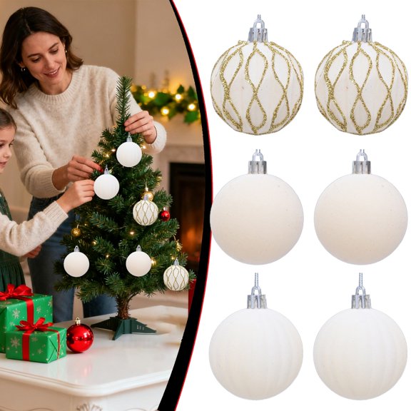 KUMHONW 6Pcs Christmas Ornaments Set Shatterproof Christmas Tree Ball Ornaments, Christmas Ball Hanging Ornaments for Xmas Tree, Home, Party, Holiday Christmas Decorations