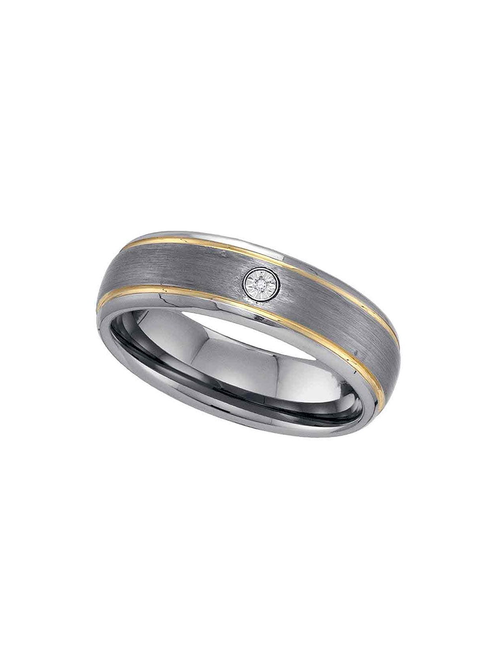 Golden Star Two-tone Tungsten Carbide Mens Round Diamond Band Ring .01 Cttw Size 14