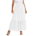 thumbnail image 4 of Danhjin Women's Summer Pleated Skirt Pleated High Waisted Casual A Line Flowy Maxi Skirts High Elastic Waisted Tiered Casual Party Dress, 4 of 8