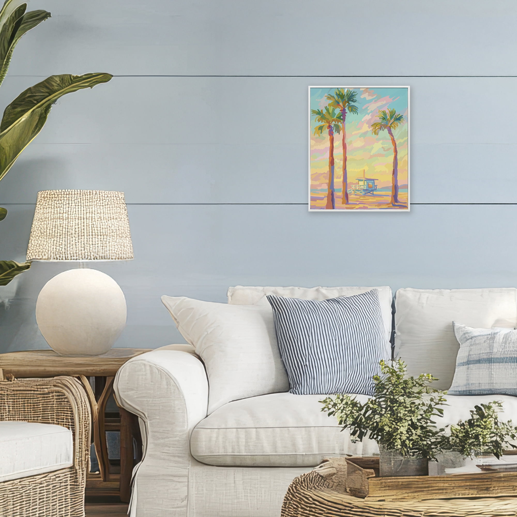 Stupell Industries Beachside Palms Abstraction White Framed Giclee Art, design by Amelia Noyes