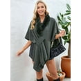 thumbnail image 6 of Women'S Open/ Front Cardigan Solid Color Poncho Cape Plus Size Knit Wraps for Fall Winter Dark Gray One size, 6 of 9