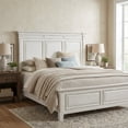 thumbnail image 3 of King Panel Headboard Antique White Weathered Brown Solid Wood Traditional Design, 3 of 3
