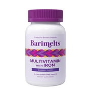 Barimelts Bariatric Multivitamin with Iron, 60 Fast-Dissolving Tablets, Post Weight Loss Surgery Patients, Blueberry Flavored Dietary Supplements