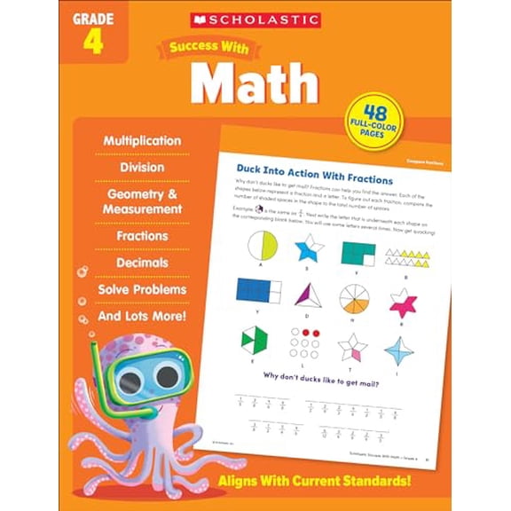 Pre-Owned Scholastic Success with Math Grade 4 Workbook (Paperback) 1338798529 9781338798524