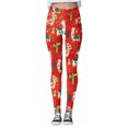thumbnail image 2 of Gibobby Leggings de Navidad para mujer Leggings casuales para mujer Patrón de Navidad Estiramiento Cintura alta Yoga Correr Pantalones de fitness diarios(Vino,CH), 2 of 4