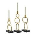 thumbnail image 3 of Danya B. Eduardo Midcentury Modern Geometric Sculpted Gold and Black Candlestick Candle Holders - Set of 3, 3 of 9