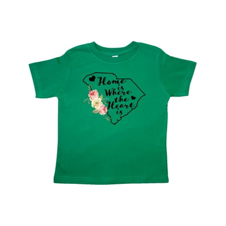

Inktastic South Carolina Home is Where The Heart is with Watercolor Floral Gift Toddler Toddler Girl T-Shirt