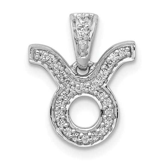 14k White Gold Diamond Taurus Zodiac Pendant PM4103