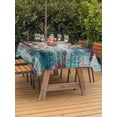 thumbnail image 3 of Outdoor Tablecloth with Umbrella Hole for Patio/Picnic/Party/Camping, Vintage Bohemia Waterproof Table Cloth Rectangle Table Cover Washable, Abstract Minimalist Art Teal Red (60"x 120"), 3 of 9