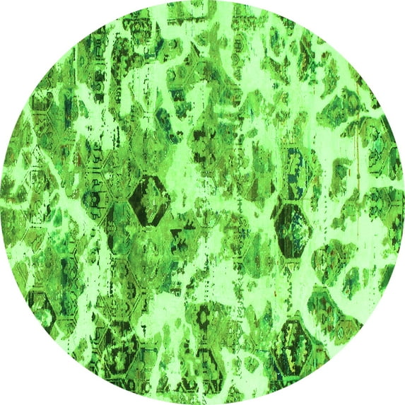 Ahgly Company Indoor Round Abstract Green Modern Area Rugs, 5' Round