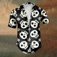 thumbnail image 2 of Halloween Mens Button Up Shirt Skull Print Turndown Collar Short Sleeve Regular Fit Mens Shirt, 2 of 5