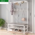 thumbnail image 2 of LUOLUO 5-in-1 Hall Tree with Bench and Storage,Entryway Coat Rack with 10 Hooks & 2 Tier Shoe Storage, for Entryway, Bedroom, Gray, 2 of 8