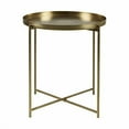 thumbnail image 4 of East at Main Gold Tray Top Round Side Table, Decorative End Table with Antique Brass Finish, Intricate Hand Carving, Strong Iron Legs - 20" X 21.7", 4 of 6