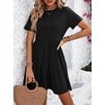 thumbnail image 2 of Mengpipi Womens Casual Short Sleeve Tiered Babydoll Dress Summer Loose Flowy Mini Dress S-XXL, 2 of 5