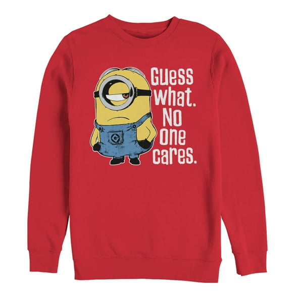 Men's Despicable Me Minion No One Cares Sweatshirt Red Small