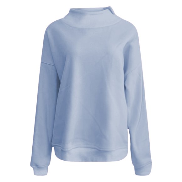 Women's Casual Commuter Comfortable Loose-Fit Blank Regular Crewneck Sweatshirt Sky Blue L, Womens Turtleneck Pullover Long Sleeve Hoodies Tops Fall Fashion Outfits 2025 Clothes