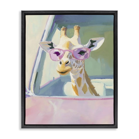 Stupell Industries Contemporary Giraffe Car Ride Black Floating Frame Canvas Art, 17 x 21, by The Prints Vibe