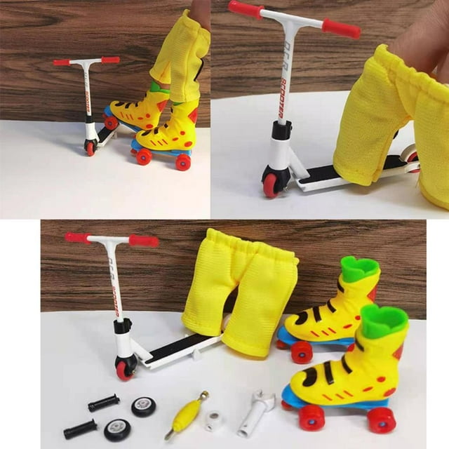 12 Pcs/Set Alloy Finger Scooter Model Set for Kids Mini Finger Scooter Interactive Finger Toy Sensory Activity Finger Scooter Skateboard Kit