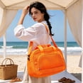 thumbnail image 5 of Mesh Tote Bag for Women, 16''x7.5''x10'' Lightweight Breathable Polyester Shoulder Bag, Multiple Pockets, Adjustable Crossbody Strap, Black Gym Beach Travel Bag - Orange, 5 of 6