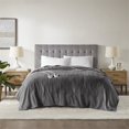 thumbnail image 2 of OLLIIX Serta Plush Heated Blanket, Dark Gray, Polyester, Twin, 2 of 7