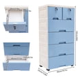 thumbnail image 2 of 50*35*102cm Rectangle White&Blue Storage Dresser Bedroom 6 Drawer Clothes Organizer Tower Cabinet, 2 of 17
