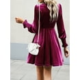 thumbnail image 3 of KelaJuan Women Velvet Mini Formal Dress Solid Color Long Sleeve Evening Gown for Cocktail Wedding Party Dress, 3 of 6