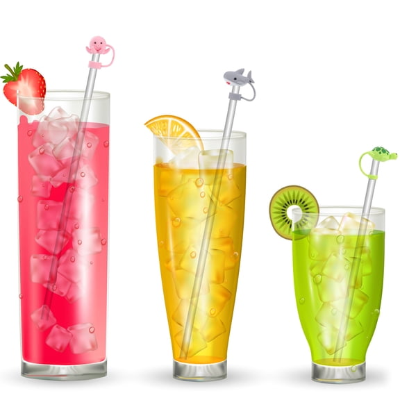 Raindrops 6Pcs Cute Silicone Straw Toppers Assorted Colors Easy to Install Straw Caps