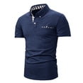 thumbnail image 4 of Fnooota Mens Polo Shirts Short Sleeve, Collared Casual Buttons Vacation Summer Shirts Dark Blue Size L, 4 of 7