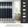 thumbnail image 5 of Madison Park Navy Faux Silk Shower Curtain, Striped Lightweight Bath Curtain Decor, Blue Curtain for Bathroom, 72"x72", 5 of 6