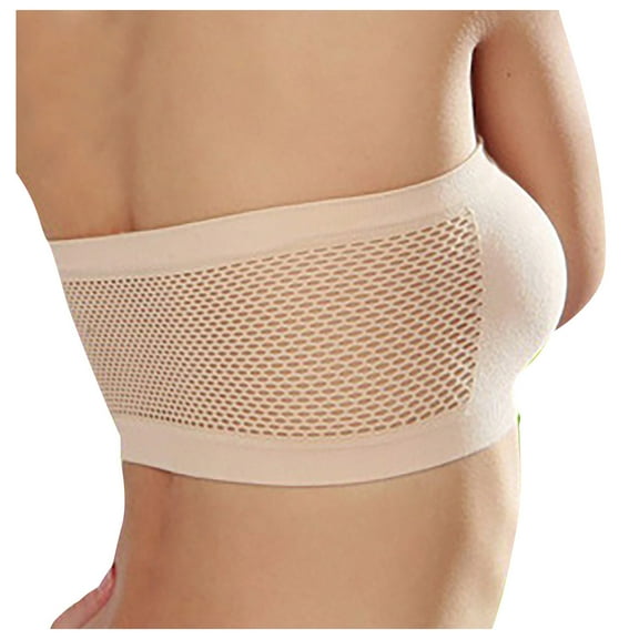 Cuekondy Strapless Bras for Women Fashion Casual Solid Hollow Out Breathable Underwear Bra
