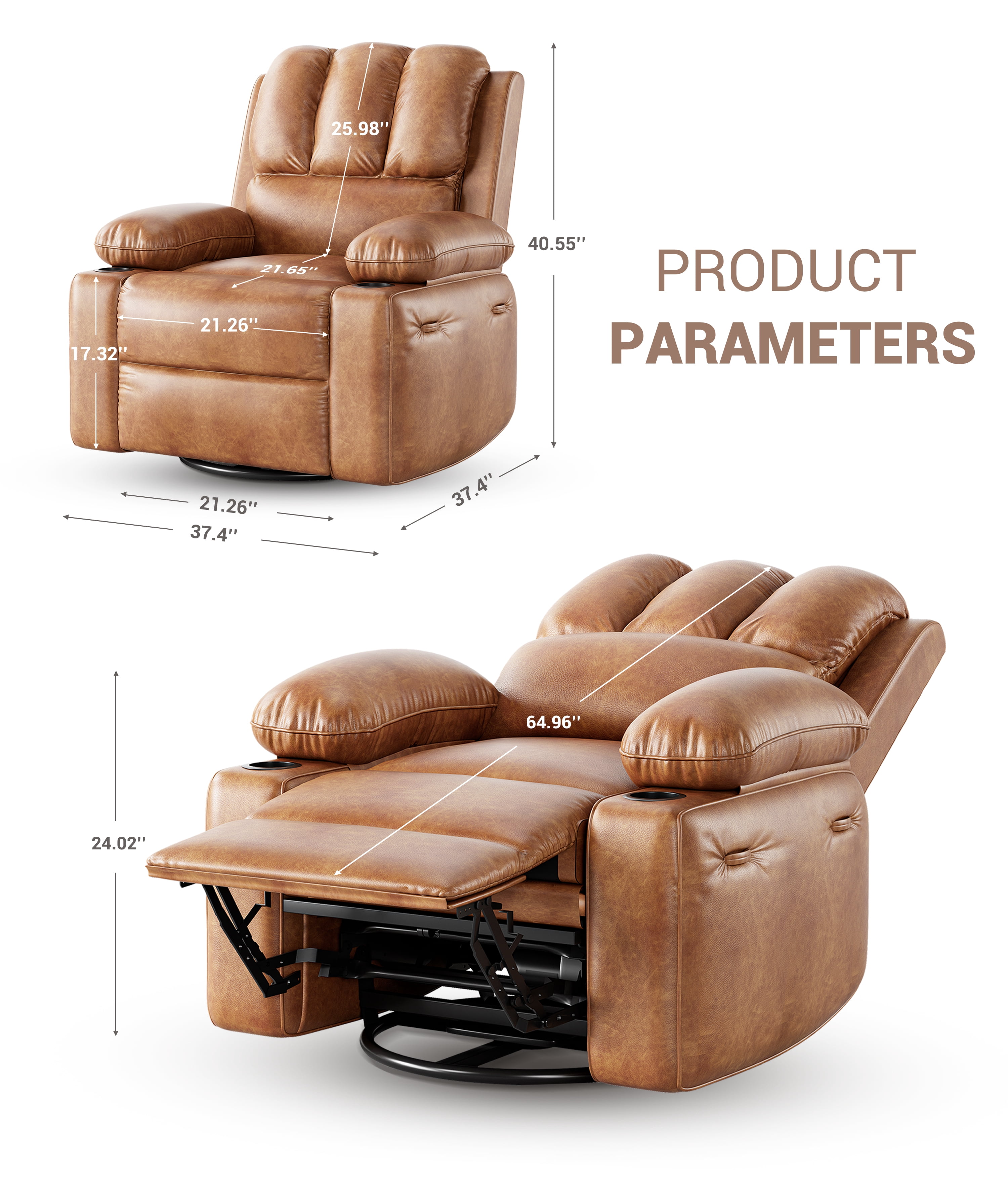 Oversized Electric Recliner Chair with Heat and Massage,360°Swivel Rocking Chair for Living Room,Nursery,or Home Theater,Ergonomic Power Reclining Sofa with Cup Holders,USB Port