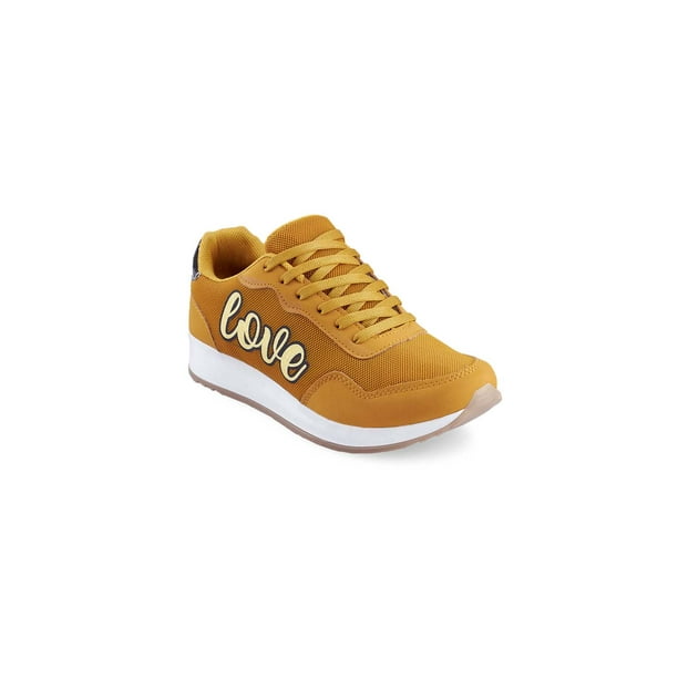 Sneakers Color Amarillo Estampado Al Costado Mundo Terra 030429