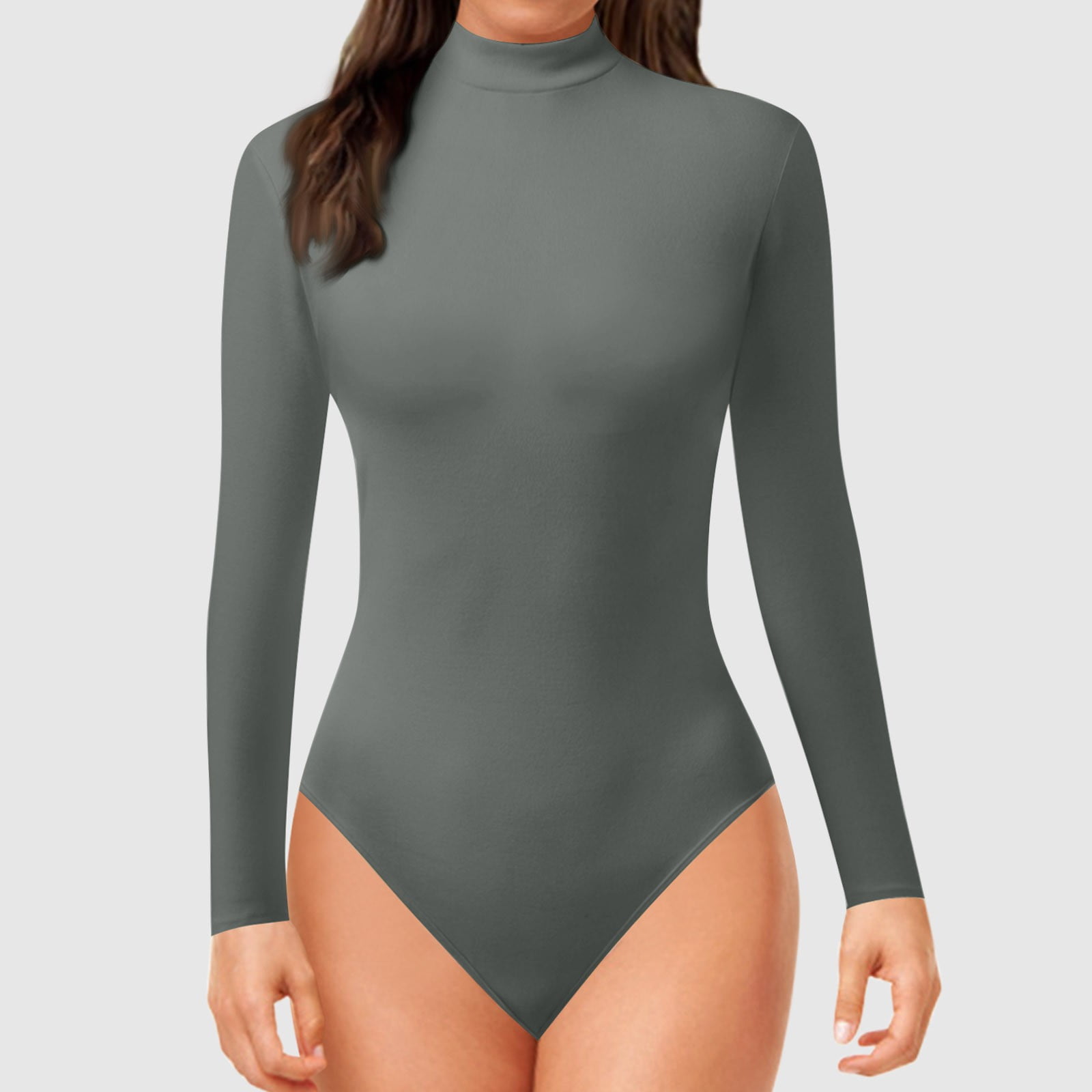 OAUP Turtle Neck Long Sleeve Bodysuit With Velvet Women Tummy
