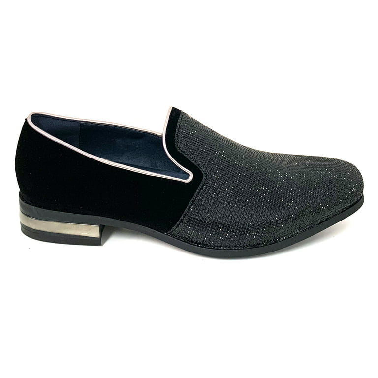 Mens Bling Sequin Slip On Casual Loafer Rhinestones Driving Club Dress  Shoes #