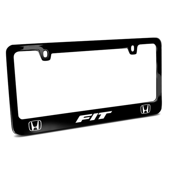 Honda Fit Dual Logo Black Metal License Plate Frame
