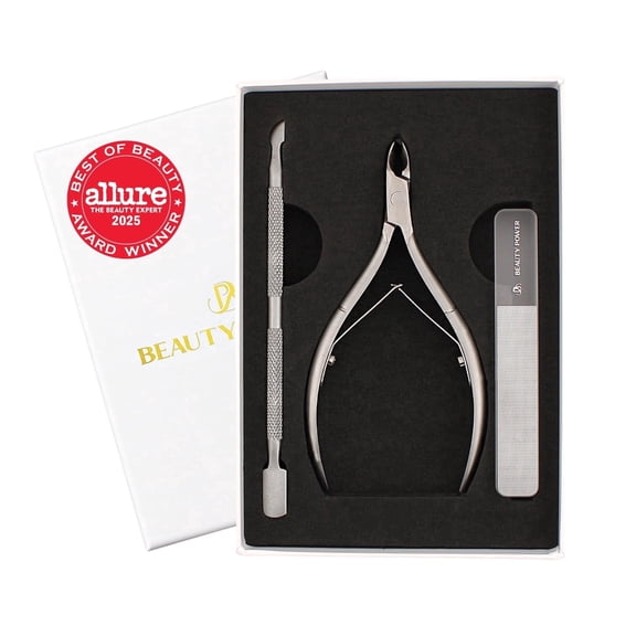 Beauty Power Professional Nail Care Set with Cuticle Trimmer/ Nipper & Cuticle Pusher & Nano Nail File - Award Winner - Gift Idea