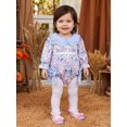 thumbnail image 4 of Cjfdfy Newborn Baby Girl Girl Floral Fall Outfit Romper Daddy's Girl Floral Print Long Bubble Sleeve Doll Collar Bowknots Jumpsuit Baby Cute Sweet Fall Winter Outfit 0-18 Months, 4 of 9