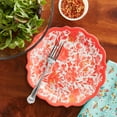 thumbnail image 3 of (2 pack) The Pioneer Woman Floral Melamine Salad Plate, Coral, Scalloped Edges, Dishwasher Safe, 3 of 9