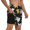 thumbnail image 3 of Picia Lilies Flowers pattern Mens Swim Trunks with Compression Liner Stretch Beach Shorts Quick Dry with Zipper Pockets No-Chafing Board Shorts-Small, 3 of 9