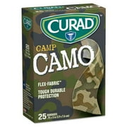 Angle View: 10PK Curad Kids Adhesive Bandages, Green Camouflage, 25/Box