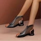 thumbnail image 2 of Amzcrzy Zapatos de mujer,Zapatos de mujer,Zapatillas de mujer, Sandalias de tacón bajo con punta cuadrada pequeña para mujer, botas de piel sintética con cordones y tubo corto. Sandalias Mujer Zapati, 2 of 6