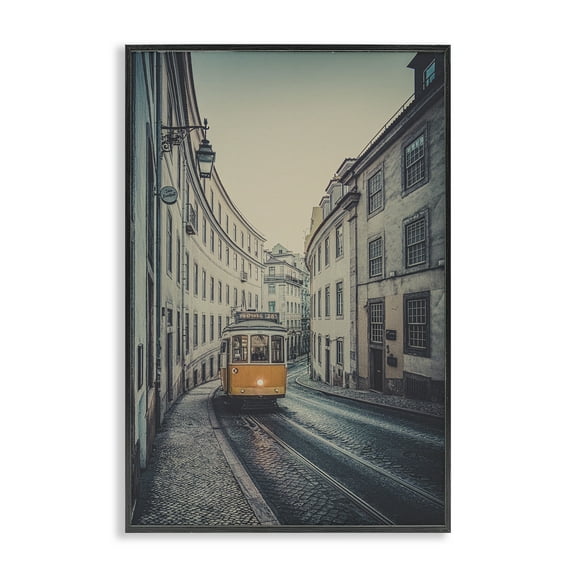 Stupell Industries Trolley Car Cityscape Town & City Photography Black Framed Art Print Wall Art, 12 x 18