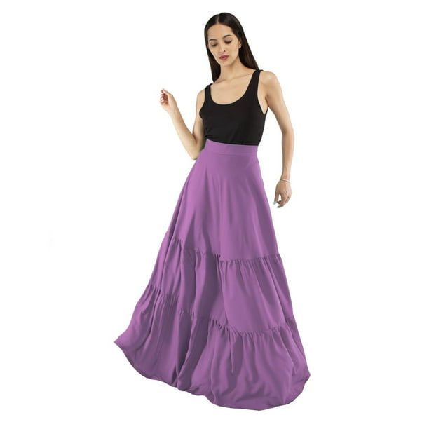 Maxi falda con olanes AMAD lila L AMAD SS22-F13