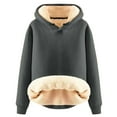 thumbnail image 2 of Baqcunre Long Sleeved Solid Color Velvet Warm Round Neck Casual Hooded Sweatshirt Womens Tops Womens Hoodies Graphic Hoodies Women Clothing Sweatshirt For Women,Color Dark Gray,Size 4XL, 2 of 3