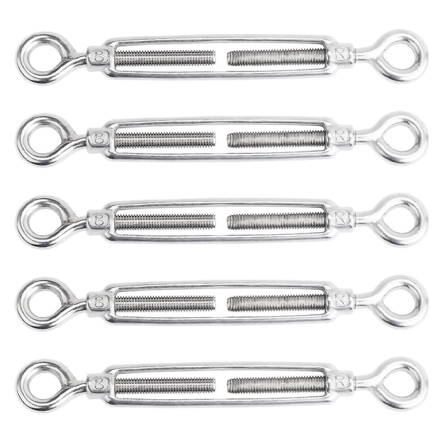Paquete de 5 tensores M5, gancho y ojal de alta resistencia, cable de acero inoxidable, barandilla, kit de herrajes para cuerda de alambre, cadena de luz, alambre de tensión colgante