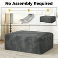 thumbnail image 6 of Large Oversized Ottoman Bench for Living Room, Extra Seating & Coffee Table for Sofa, Plush Corduroy Pouf Footrest, No Assembly Needed, Rectangle Floor Ottoman, (Charcoal), 6 of 11