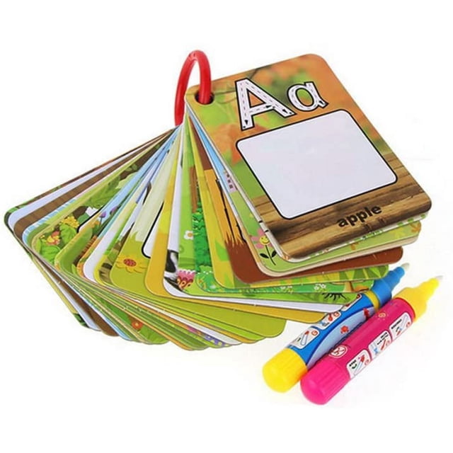 Tarjeta de agua de 26 letras A-Z, tarjeta de pintura para niños, juguetes de viaje para niños